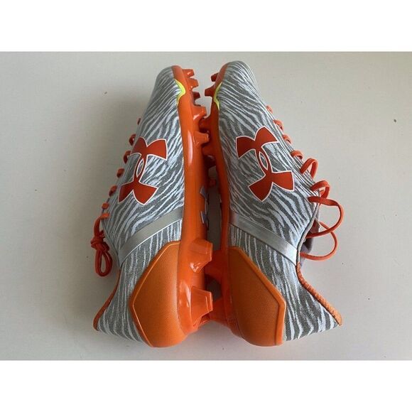 Men’s Sz 15 UNDER ARMOUR UA SPOTLIGHT MC FOOTBALL CLEATS 1287488-180 ORANGE/GRAY - Picture 6 of 8